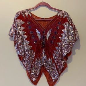 Vintage butterfly sequin top
